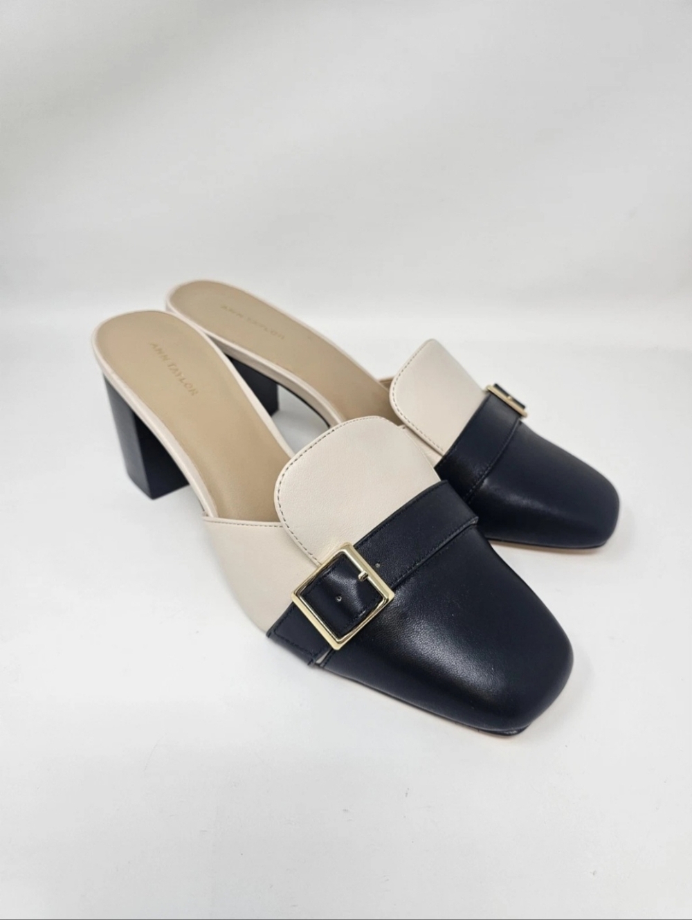 Ann Taylor NEW Buckle Block Heel Slide Mules Size 8 M